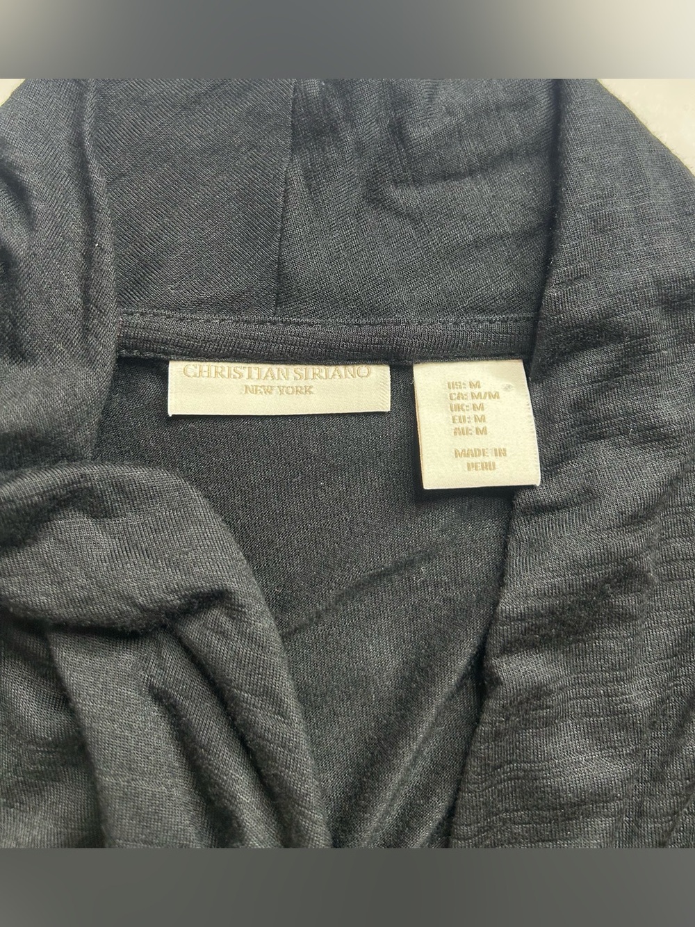 Christian Siriano Black Draped Long-Sleeve Wrap Top Minimalist SzM Day to Night - Picture 8 of 9